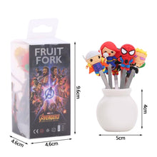 Load image into Gallery viewer, 8pcs/set Mini Stainless Steel Hero Fruit Fork Kids Cute Cartoon Hero Dessert Forks Children Lunch Dessert Fruit Decoration Forks
