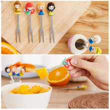 Load image into Gallery viewer, 6pcs/set Mini Stainless Steel Princess Fruit Fork Kids Girls Cute Cartoon Princess Dessert Forks Children Lunch Dessert Fruit Decoration Forks
