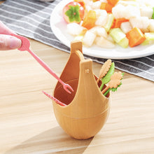 Load image into Gallery viewer, 16pcs/set Biodegradable Fruit Fork Bucket Leaves Shape Dessert Forks Snack Food Picks Salad Vegetable Kids Lunch Accessories
