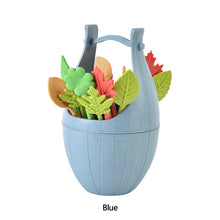Load image into Gallery viewer, 16pcs/set Biodegradable Fruit Fork Bucket Leaves Shape Dessert Forks Snack Food Picks Salad Vegetable Kids Lunch Accessories
