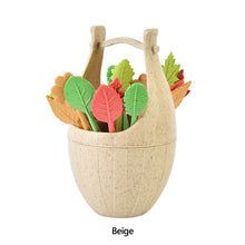 Load image into Gallery viewer, 16pcs/set Biodegradable Fruit Fork Bucket Leaves Shape Dessert Forks Snack Food Picks Salad Vegetable Kids Lunch Accessories
