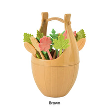 Load image into Gallery viewer, 16pcs/set Biodegradable Fruit Fork Bucket Leaves Shape Dessert Forks Snack Food Picks Salad Vegetable Kids Lunch Accessories

