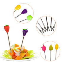 Load image into Gallery viewer, 6pcs/set Stainless Fruit Fork Bucket Fruit Shape Dessert Forks Snack Food Picks Salad Vegetable Kids Lunch Accessories
