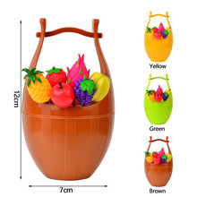 Load image into Gallery viewer, 6pcs/set Stainless Fruit Fork Bucket Fruit Shape Dessert Forks Snack Food Picks Salad Vegetable Kids Lunch Accessories
