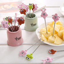 Load image into Gallery viewer, 8pcs/set Stainless Fruit Fork Bucket Cute Animal Shape Dessert Forks Snack Food Picks Salad Vegetable Kids Lunch Accessories
