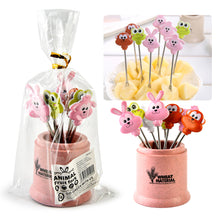 Load image into Gallery viewer, 8pcs/set Stainless Fruit Fork Bucket Cute Animal Shape Dessert Forks Snack Food Picks Salad Vegetable Kids Lunch Accessories
