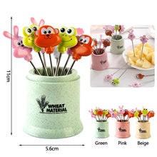 Load image into Gallery viewer, 8pcs/set Stainless Fruit Fork Bucket Cute Animal Shape Dessert Forks Snack Food Picks Salad Vegetable Kids Lunch Accessories
