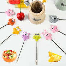 Load image into Gallery viewer, 8pcs/set Stainless Fruit Fork Bucket Cute Animal Shape Dessert Forks Snack Food Picks Salad Vegetable Kids Lunch Accessories
