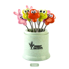 Load image into Gallery viewer, 8pcs/set Stainless Fruit Fork Bucket Cute Animal Shape Dessert Forks Snack Food Picks Salad Vegetable Kids Lunch Accessories
