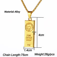 Load image into Gallery viewer, Fashio Gold Hip Hop Bullion Pendant Necklace For Women Men Jewelry Gift
