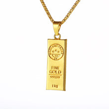Load image into Gallery viewer, Fashio Gold Hip Hop Bullion Pendant Necklace For Women Men Jewelry Gift
