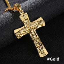 Load image into Gallery viewer, Hip Hop Unisex Gold Color Cross Jesus Pendant Necklace For Women Men Jewelry Gifts
