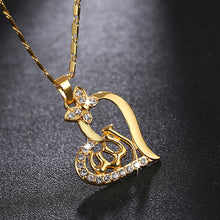 Load image into Gallery viewer, Gold Color Arabic Women Heart Shape Pendant Necklace for Muslim Islamic God Allah Charm Ramadan Jewelry Gift
