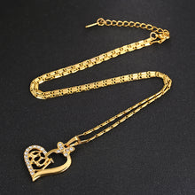 Load image into Gallery viewer, Gold Color Arabic Women Heart Shape Pendant Necklace for Muslim Islamic God Allah Charm Ramadan Jewelry Gift
