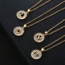 Load image into Gallery viewer, Women Girls Initial Letter Necklace Copper Zircon 26 Letters Pendant Necklace Jewelry Gift
