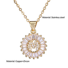 Load image into Gallery viewer, Women Girls Initial Letter Necklace Copper Zircon 26 Letters Pendant Necklace Jewelry Gift
