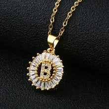 Load image into Gallery viewer, Women Girls Initial Letter Necklace Copper Zircon 26 Letters Pendant Necklace Jewelry Gift
