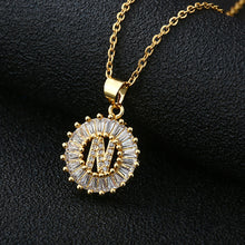 Load image into Gallery viewer, Women Girls Initial Letter Necklace Copper Zircon 26 Letters Pendant Necklace Jewelry Gift
