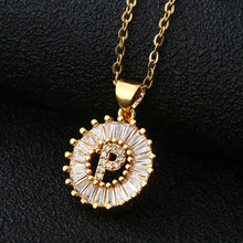 Load image into Gallery viewer, Women Girls Initial Letter Necklace Copper Zircon 26 Letters Pendant Necklace Jewelry Gift
