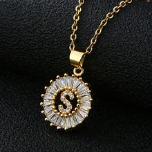 Load image into Gallery viewer, Women Girls Initial Letter Necklace Copper Zircon 26 Letters Pendant Necklace Jewelry Gift
