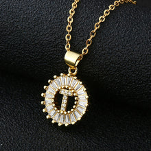 Load image into Gallery viewer, Women Girls Initial Letter Necklace Copper Zircon 26 Letters Pendant Necklace Jewelry Gift
