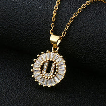Load image into Gallery viewer, Women Girls Initial Letter Necklace Copper Zircon 26 Letters Pendant Necklace Jewelry Gift
