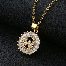 Load image into Gallery viewer, Women Girls Initial Letter Necklace Copper Zircon 26 Letters Pendant Necklace Jewelry Gift
