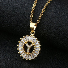 Load image into Gallery viewer, Women Girls Initial Letter Necklace Copper Zircon 26 Letters Pendant Necklace Jewelry Gift
