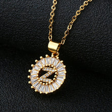 Load image into Gallery viewer, Women Girls Initial Letter Necklace Copper Zircon 26 Letters Pendant Necklace Jewelry Gift
