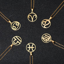Load image into Gallery viewer, Classic Design Stainless Steel 12 Constellations Pendant Necklace For Women Men Couple Fashion Jewelry
