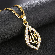 Load image into Gallery viewer, Gold Color Allah Water Droplets Pendant Necklace for Women Muslim Islamic God Allah Charm Ramadan Jewelry Gift
