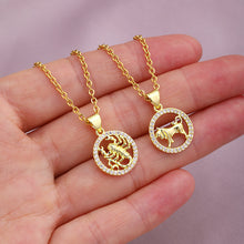 Load image into Gallery viewer, Gold Color Copper Micro Inlay Zircon 12 Constellations Pendant Necklace For Women Fashion Party Jewelry
