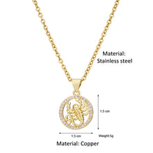 Load image into Gallery viewer, Gold Color Copper Micro Inlay Zircon 12 Constellations Pendant Necklace For Women Fashion Party Jewelry
