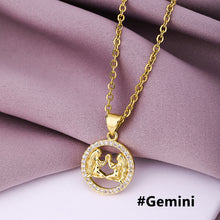 Load image into Gallery viewer, Gold Color Copper Micro Inlay Zircon 12 Constellations Pendant Necklace For Women Fashion Party Jewelry
