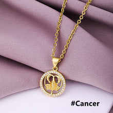 Load image into Gallery viewer, Gold Color Copper Micro Inlay Zircon 12 Constellations Pendant Necklace For Women Fashion Party Jewelry
