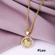 Load image into Gallery viewer, Gold Color Copper Micro Inlay Zircon 12 Constellations Pendant Necklace For Women Fashion Party Jewelry
