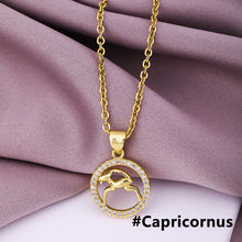 Load image into Gallery viewer, Gold Color Copper Micro Inlay Zircon 12 Constellations Pendant Necklace For Women Fashion Party Jewelry
