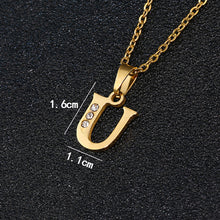 Load image into Gallery viewer, A To Z Stainless Steel Rhinestone 26 Letters Alphabet Pendant Necklace For Women Men Couple Fashion Jewelry Gift
