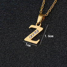 Load image into Gallery viewer, A To Z Stainless Steel Rhinestone 26 Letters Alphabet Pendant Necklace For Women Men Couple Fashion Jewelry Gift
