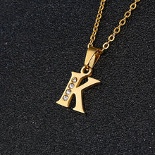Load image into Gallery viewer, A To Z Stainless Steel Rhinestone 26 Letters Alphabet Pendant Necklace For Women Men Couple Fashion Jewelry Gift
