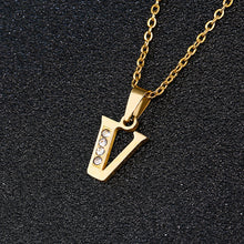 Load image into Gallery viewer, A To Z Stainless Steel Rhinestone 26 Letters Alphabet Pendant Necklace For Women Men Couple Fashion Jewelry Gift
