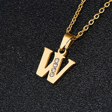 Load image into Gallery viewer, A To Z Stainless Steel Rhinestone 26 Letters Alphabet Pendant Necklace For Women Men Couple Fashion Jewelry Gift
