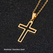 Load image into Gallery viewer, Fashion Gold Color Stainless Steel Cross Pendant Necklace For Women Men Couple Party Jewelry Gifts
