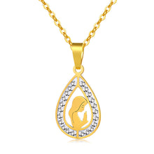 Load image into Gallery viewer, Women Gold Color Stainless Steel Virgin Mary Charm Pendant Necklace for Christian Jewelry Gift

