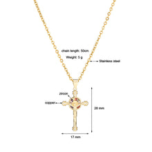 Load image into Gallery viewer, 18K Gold Plated Zircon Fashion Simple Cross Pendant Necklace For Women Jewelry Gift
