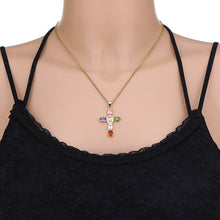 Load image into Gallery viewer, 18K Gold Plated Zircon Fashion Simple Cross Pendant Necklace For Women Jewelry Gift
