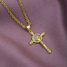 Load image into Gallery viewer, 18K Gold Plated Zircon Fashion Simple Cross Pendant Necklace For Women Jewelry Gift
