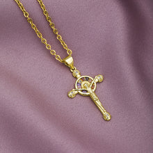 Load image into Gallery viewer, 18K Gold Plated Zircon Fashion Simple Cross Pendant Necklace For Women Jewelry Gift
