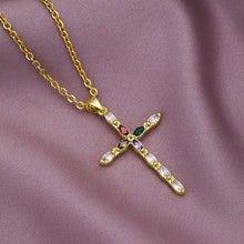Load image into Gallery viewer, 18K Gold Plated Zircon Fashion Simple Cross Pendant Necklace For Women Jewelry Gift
