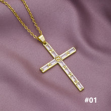 Load image into Gallery viewer, 18K Gold Plated Zircon Fashion Simple Cross Pendant Necklace For Women Jewelry Gift
